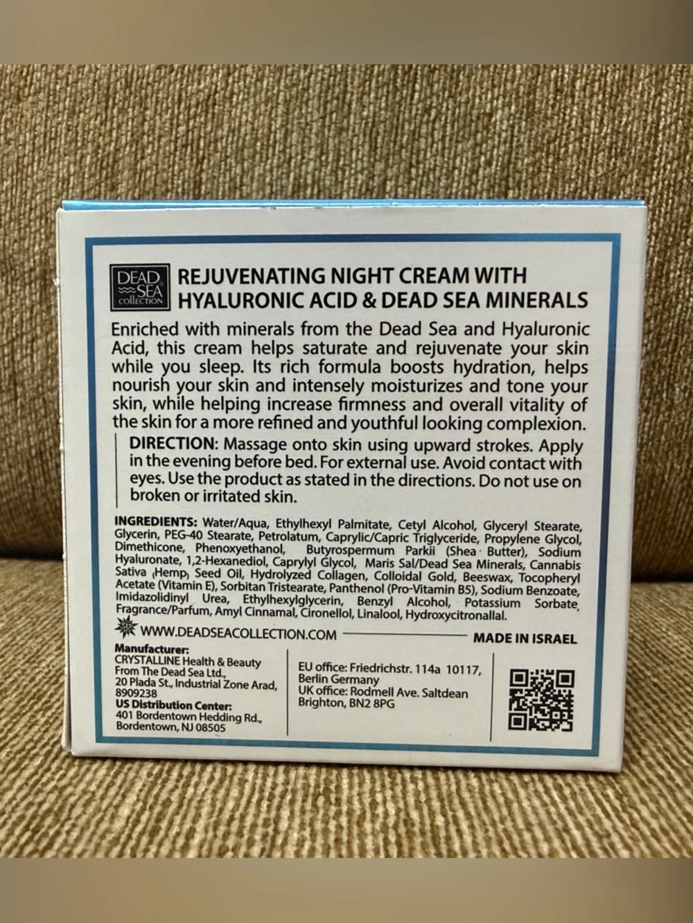 Hyaluronic Acid Night Cream - Dead Sea Collection New